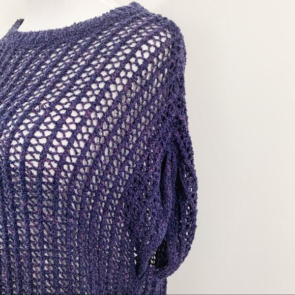 BCBGMaxAzria Purple Open Knit Crochet Sweater Vest T Shirt Small - Picture 7 of 10